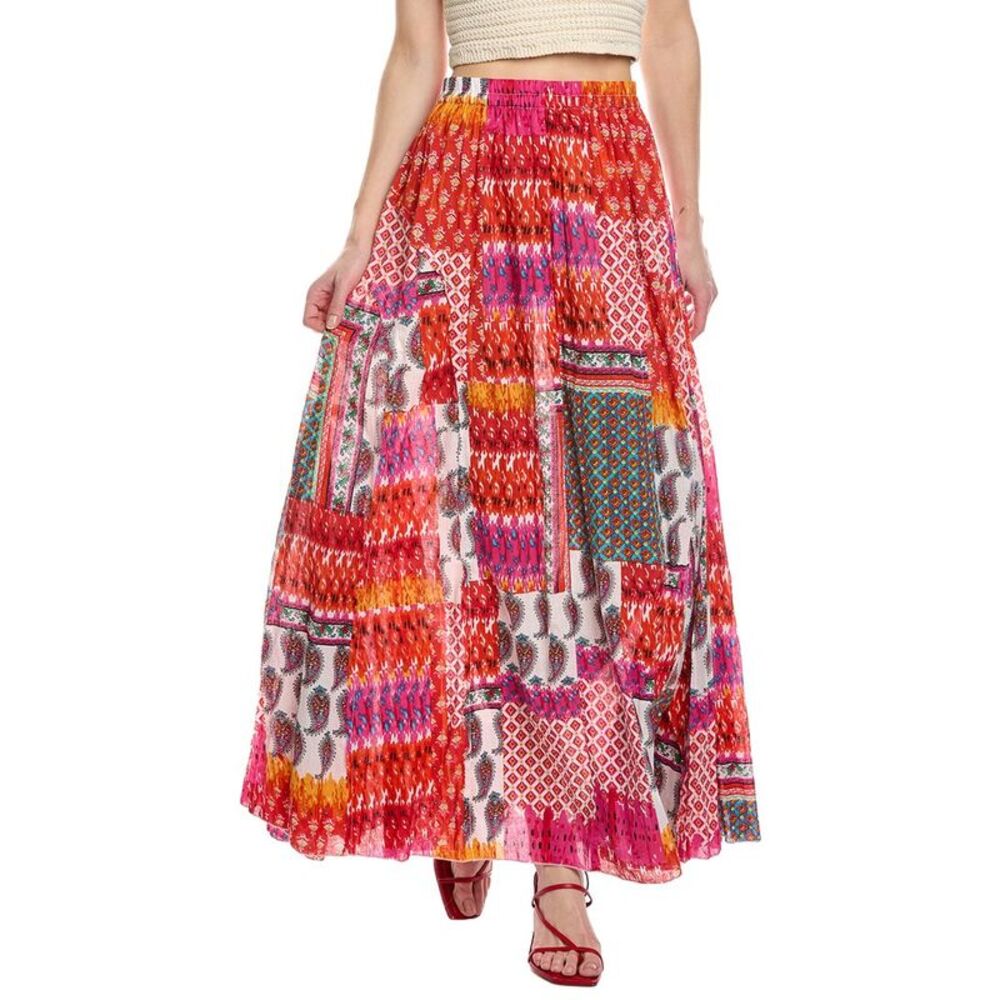 Nu Vintage Womens  Crystal Midi Skirt, Red